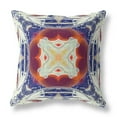 thumbnail image 1 of Pastel Floral Squares Suede Pillow Indigo Blue Orange Magenta White 18", 1 of 4