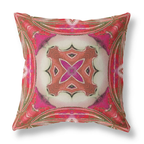 Pastel Floral Squares Suede Zippered Pillow with Insert Hot Pink Gray 16"x16"