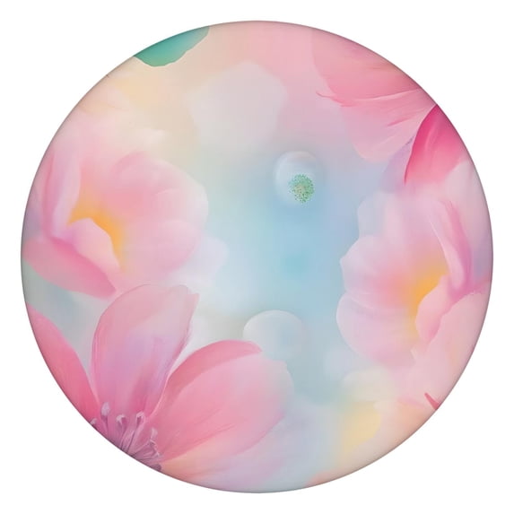 Pastel Floral Watercolor Pattern Round Fitted Tablecloth with Elastic Edge,Dining Table Cover Waterproof,Outdoor Round Tablecloth for Camping,Dining,Indoor and Outdoor
