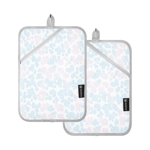 Pastel Flower Dots 7x9.8in Pot Holder Set Heat-Resistant Oven Hot Pads Durable with Storage Loop