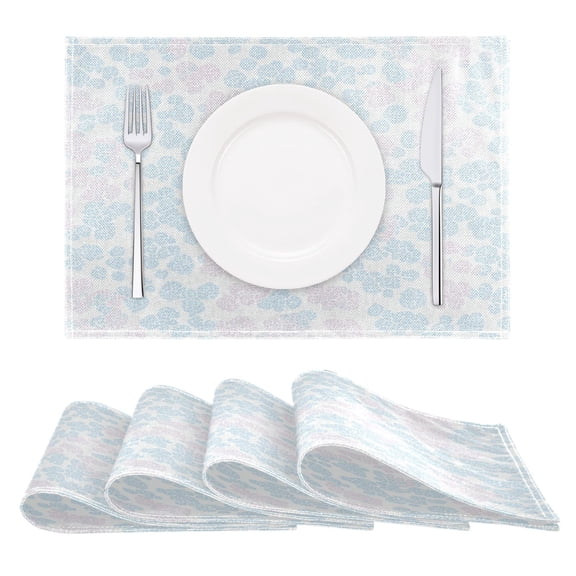 Pastel Flower Dots Reversible Placemat Non Slip Coffee Mat 18x12 Inch for Dining, Kitchen, Coffee