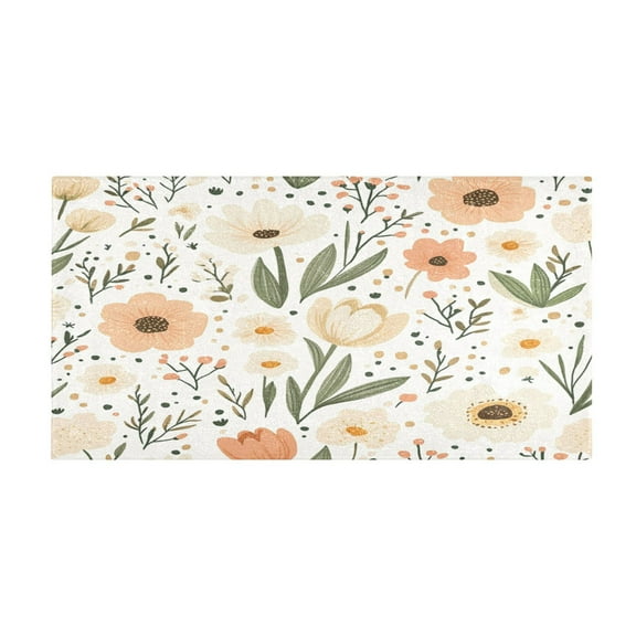 Pastel Flower Pattern 39x20" Bath Mat Carpet, Absorbent and Non-Slip for Kitchen or Bathroom, Quick-Drying