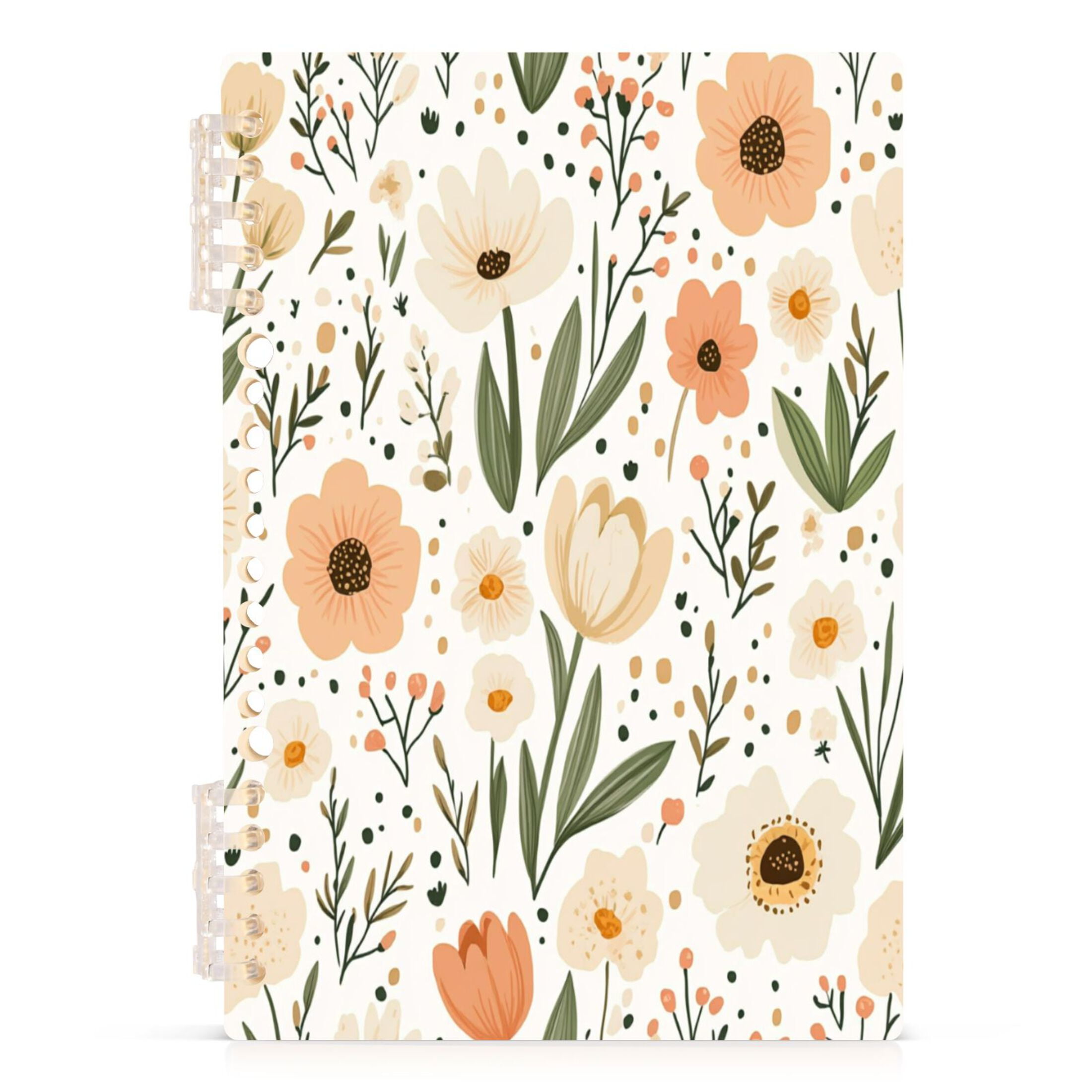 Pastel Flower Pattern A5 8.3x5.7in PP Notebook, Adjustable Rings, 60 ...