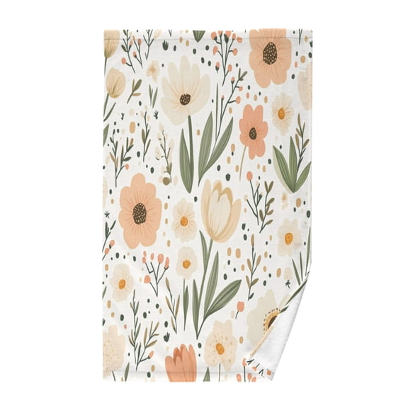 Pastel Flower Pattern Hand Towel Cotton 16x28 in Soft Absorbent Quick Dry Bath Face Towel