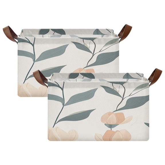 Pastel Flower Stems 16.9x11.4x10in Foldable Open Home Storage Bins Durable Water Resistant Shelf Baskets