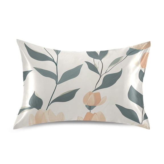 Pastel Flower Stems Luxury Silky Soft Pillowcase Standard Size Wrinkle Resistant Envelope Closure 20x26in