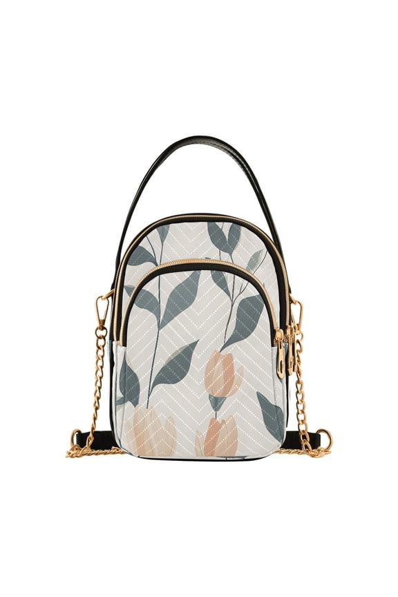 Pastel Flower Stems Women's Crossbody Handbags Leather Crossbody Bags Fanny Pack Chest Bag for Travel