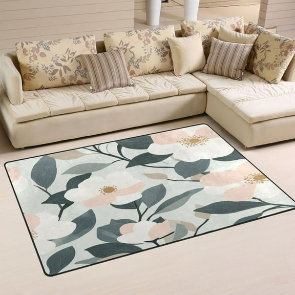 Pastel Flowers Pattern Soft Polyester Area Rug 31''x20'', Non Slip, Memory Foam, Water Absorbent