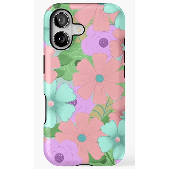 Pastel Flowers Soft Spring Garden Pattern Phone Case for iPhone 11 12 13 14 15 16 17 Pro Max