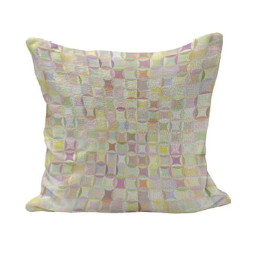 Pastel Fluffy Throw Pillow Cushion Cover, Retro Pattern Polka Dots Overlapping Ring Shapes Squares Colorful Funky Print, Decorative Square Accent Pillow Case, 20" x 20", Multicolor, by Ambesonne