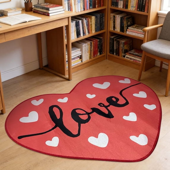 Pastel Furry Throw Rug Fluffy Rug Indoor Floor Carpet Valentine's Day Decoration Love Decorative Floor Welcome Mat Bedroom Mat Valentines Door Mat Mini Rug Faux Fur Rug Cute Carpet 1PC 23"x35"