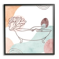 Pastel Geometric Bathtub Flower Botanical & Floral Graphic Art Black Framed Art Print Wall Art