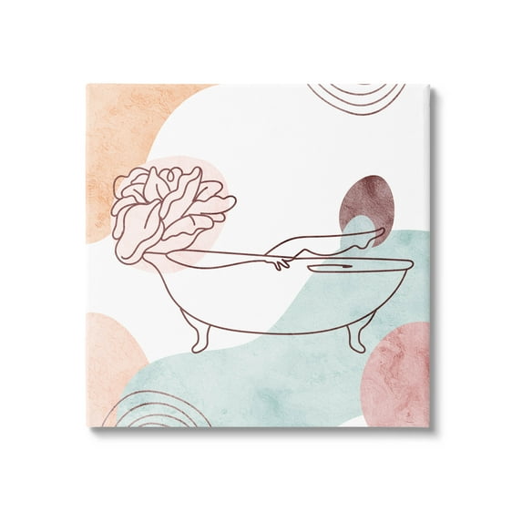 Pastel Geometric Bathtub Flower Botanical & Floral Graphic Art Gallery Wrapped Canvas Print Wall Art