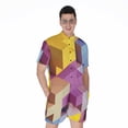 thumbnail image 1 of Pastel Geometric Cubic Short Sleeve Men'S Rompers Casual Summer Jumpsuits Outfit, 1 of 4
