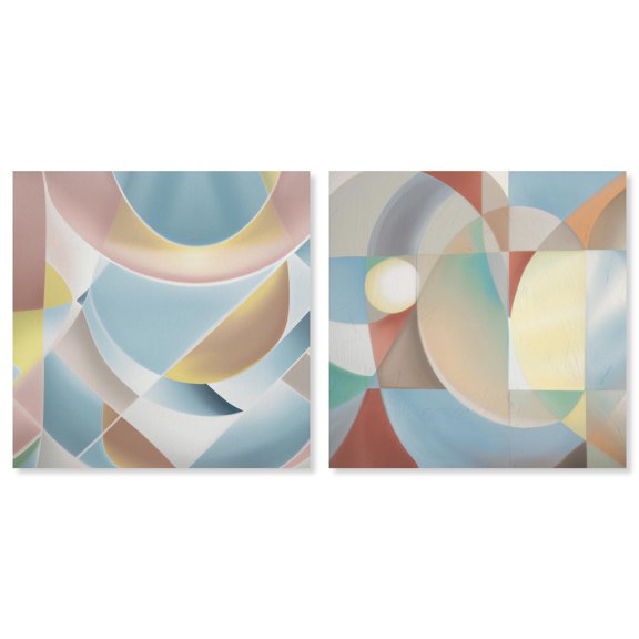 Pastel Geometric Harmony Canvas Print Livingroom Wall Art Set by Art Remedy, Gallery Wrapped, 30 x 30