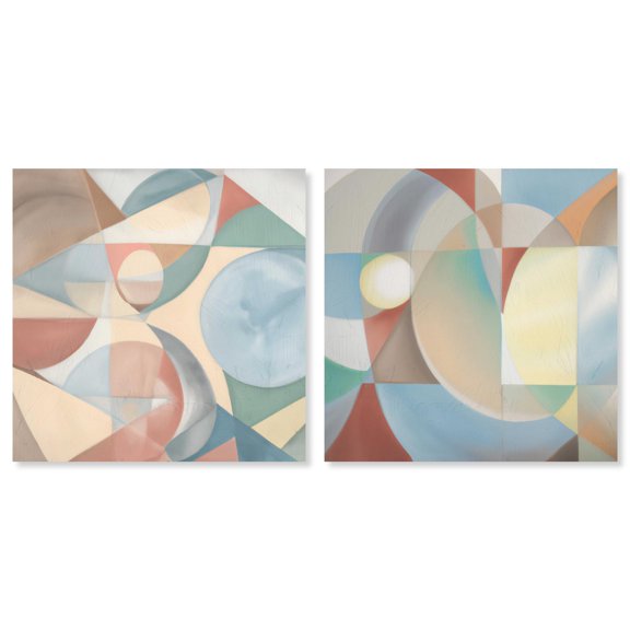 Pastel Geometric Harmony Canvas Print Livingroom Wall Art Set by Art Remedy, Gallery Wrapped, 30 x 30