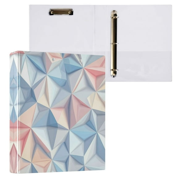 Pastel Geometric Pattern 3 Ring Hardcover Binders 1.5in Round Rings for Letter-Size Folder Paper Organizer Pockets for Office Student Recipe