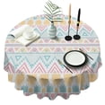 thumbnail image 1 of Pastel Geometric Pattern Round Tablecloth 60"x60",Wrinkle Wipeable Table Cloth for Kitchen Dining Room Picnic Patio Party, 1 of 6