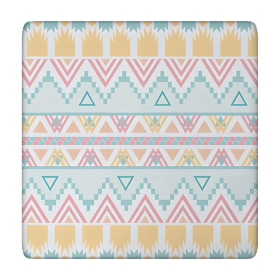 Pastel Geometric Pattern Square Fitted Tablecloth with Elastic Edge,Square Table Cover,Washable Elastic Table Cover for Home Kitchen Party Decor 34"x34"