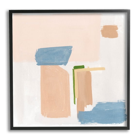 Pastel Geometric Square Shapes Abstract Painting Black Framed Art Print Wall Art