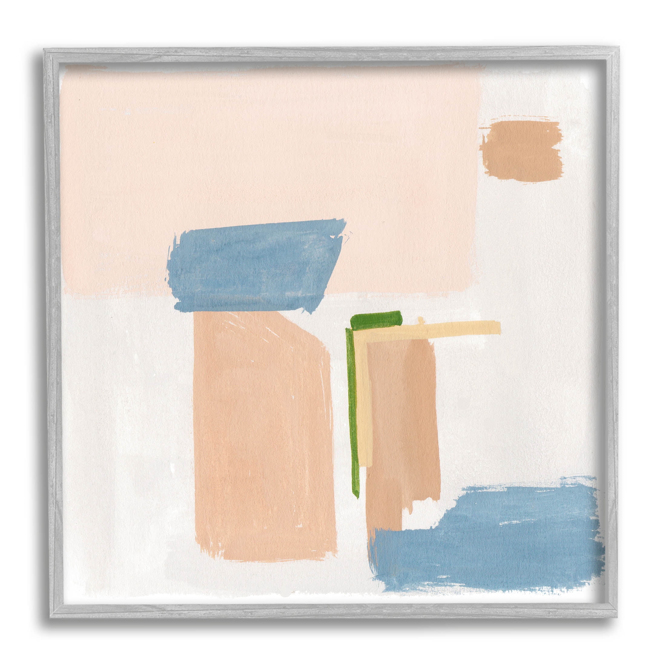Pastel Geometric Square Shapes Abstract Painting Gray Framed Art Print Wall Art