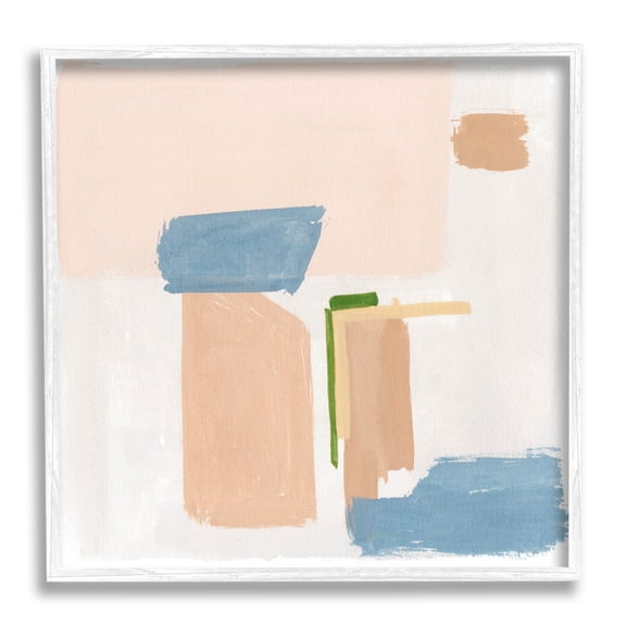 Pastel Geometric Square Shapes Abstract Painting White Framed Art Print Wall Art