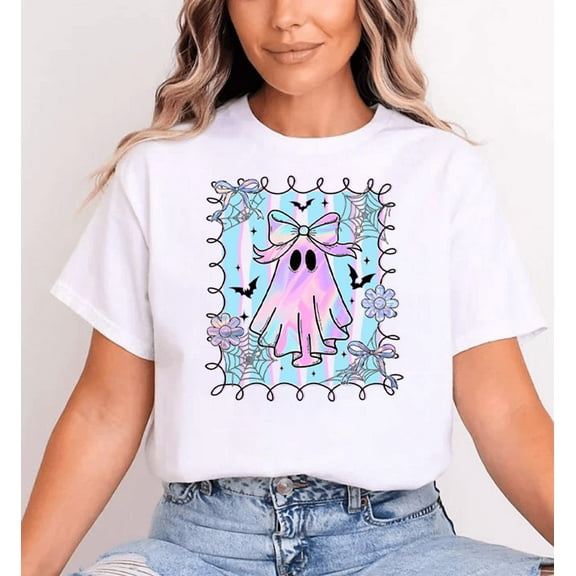 Pastel Ghost Halloween T-Shirt – Cute Kawaii Spooky Tee for Women and Teens