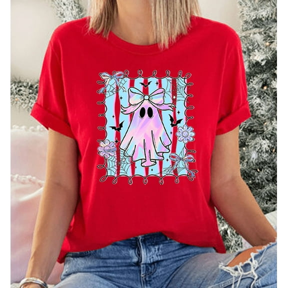 Pastel Ghost Halloween T-Shirt – Cute Kawaii Spooky Tee for Women and Teens