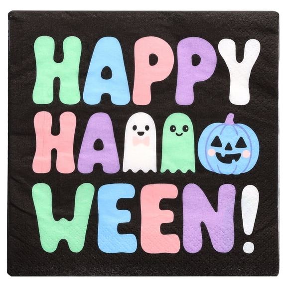 Jack-o'-Lantern Disposable Paper Napkins, Multicolor, 6.5" x 6.5", 16 Count, Halloween by Way To Celebrate