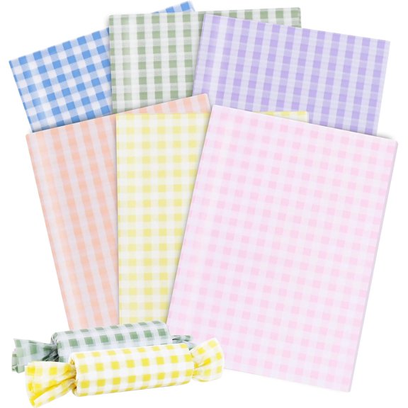 Pastel Gingham Tissue Paper Bulk, Checkered Wrapping Tissue Paper for Gift Bags, 14 x 20 Inch Gift Wrap for Easter Birthday Baby Shower Bridal DIY Crafts Decor Holiday Flowers,60 Sheets