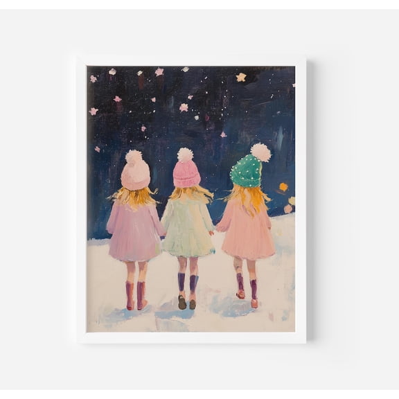Pastel Girls Winter Art Poster Sisterhood Poster Art Print Home Decor, Unframed Poster Size 24x36 F03.1.19l737