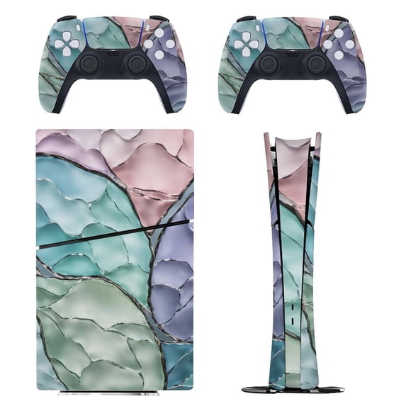 Pastel Glass Pattern Console Skin Bundle for PS5 Pro Slim Disc ...