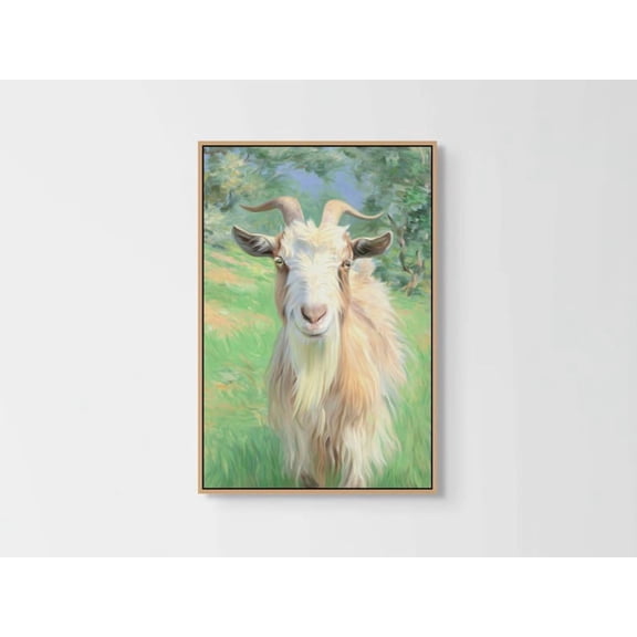 Pastel Goat Wall Art – Cottagecore Print for Rustic Farmhouse Decor Size 24x36 Unframed Poster