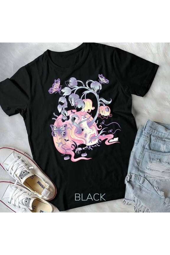 Pastel Goth Aesthetic Girl Flower Skull Japanese Kawaii Unisex Form T-Shirt