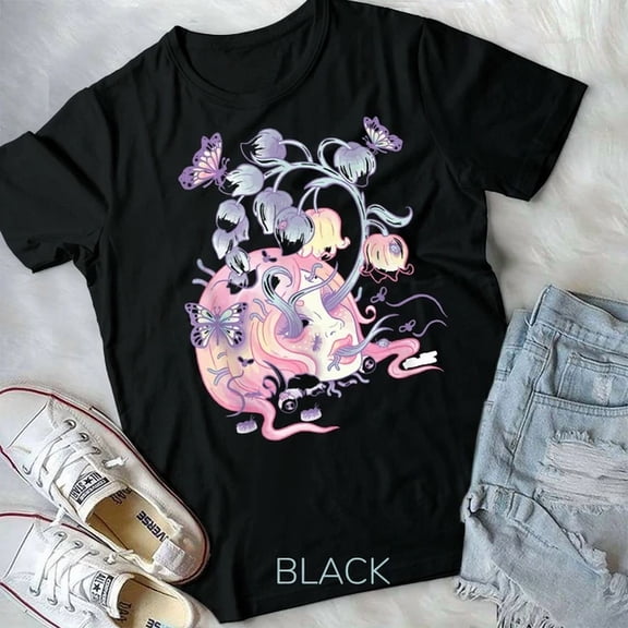 Pastel Goth Aesthetic Girl Flower Skull Japanese Kawaii Unisex Form T-Shirt