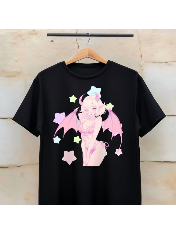 Pastel Goth Anime Succubus | 90s Horror Style | Manga Horror | Trending Shirt Design | Dark Aesthetic | Alt Anime Clothes | Horror Apparel