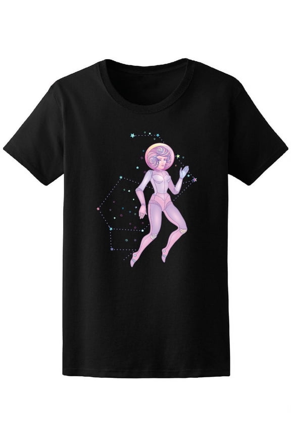 Pastel Goth Astronaut In Space T-Shirt Women -Image by Shutterstock, Female Small