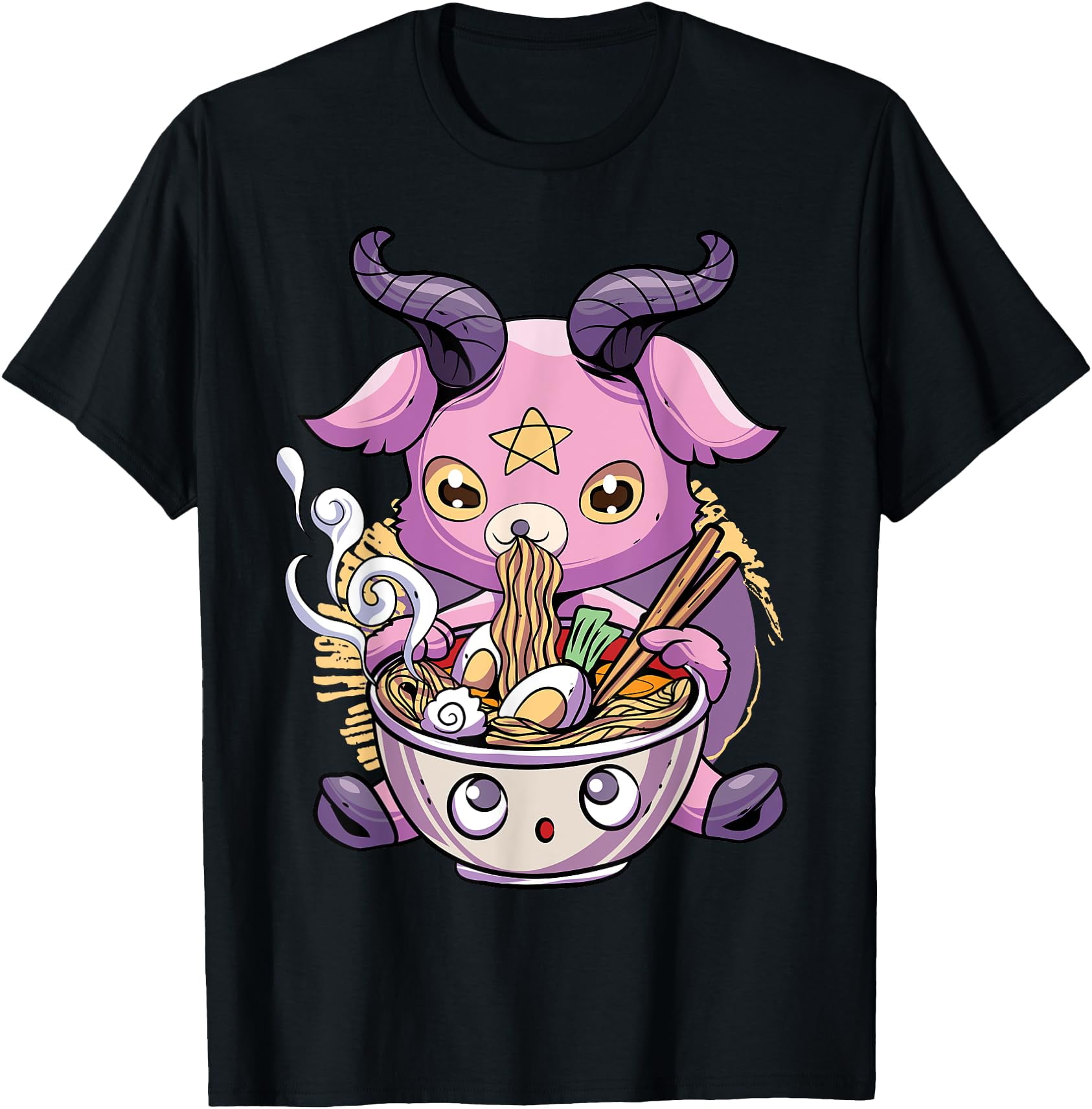 Pastel Goth Baphomet Ramen Noodles Japan Food Satanic Goat TShirt
