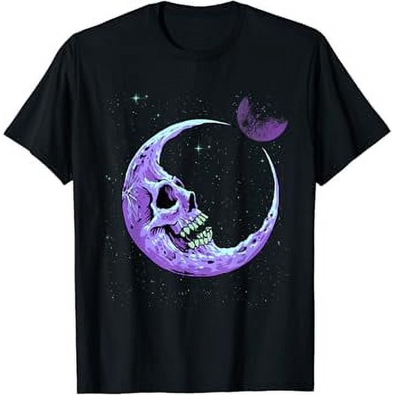 Pastel Goth Crescent Moon Phase Skull Celestial Halloween T-Shirt