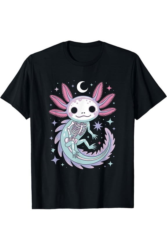 Pastel Goth Girl Kawaii Cute Skeleton Axolotl T-Shirt