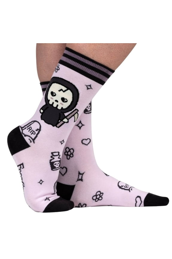 Pastel Goth Grim Reaper Crew Socks