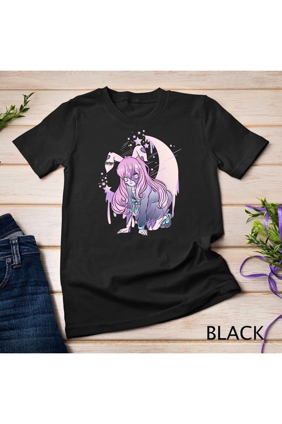 Pastel Goth Half Moon Anime Girl Japanese Aesthetic Celestial Shirt,for unisex up to 5XL