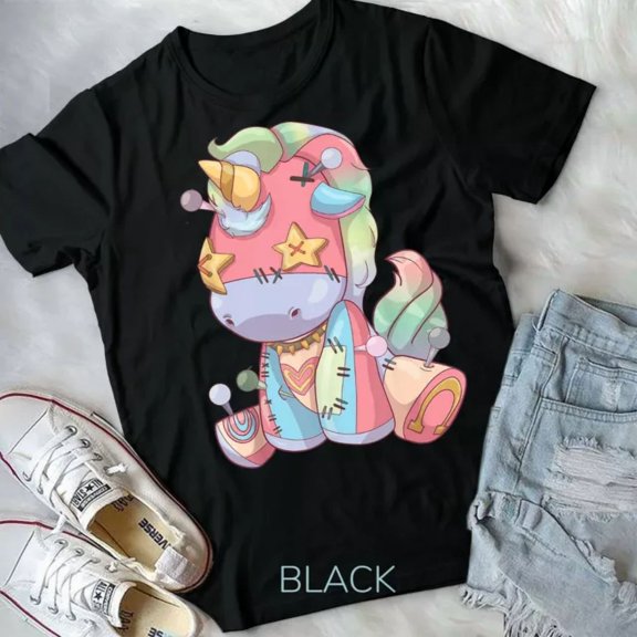 Pastel Goth Voodoo Doll Creepy Cute Unicorn Unisex Form T-Shirt T-Shirt