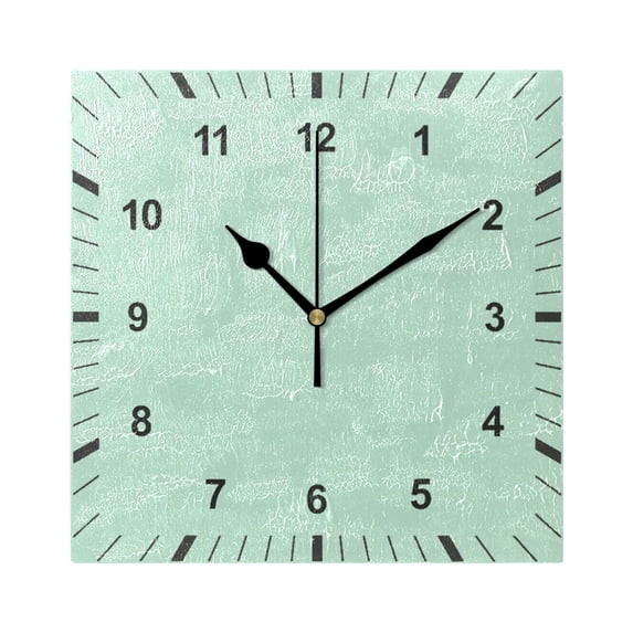 Pastel Green Wall Clock Battery Operated Silent Non-Ticking Bedroom Office Kitchen Home School Decor 7.8"(Black)