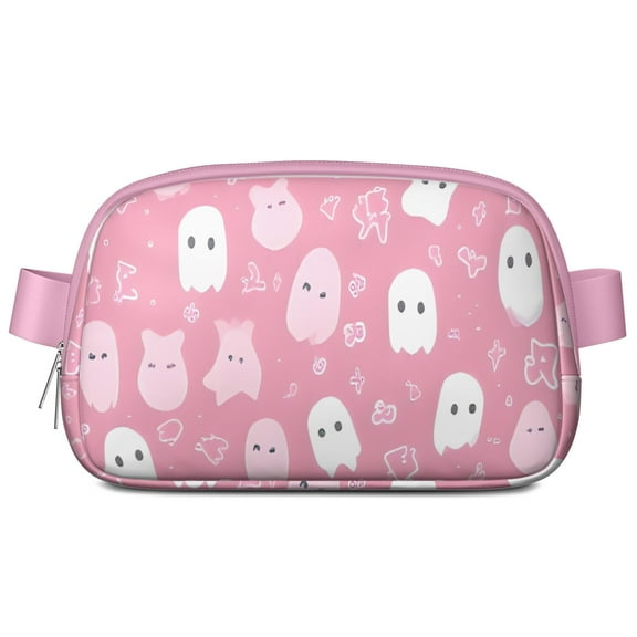 Pastel Halloween Ghost Pattern Cute Fanny Packs for Women,Travel Waterproof Crossbody Fanny Bags Waist Purse for Women Anti Theft Adjustable Strap for Running Travel Cycling