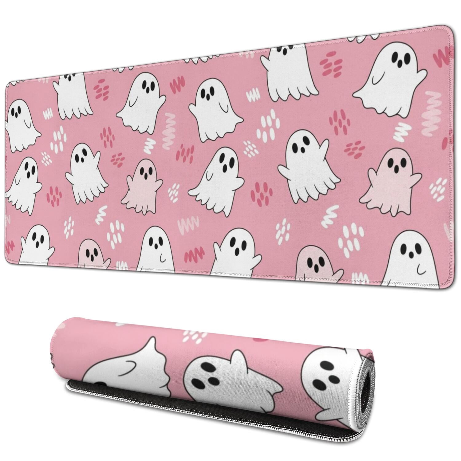 Edge Protection Signane Pastel Halloween Ghost Pattern Extended Large Mouse Pad, Desk Protector ...