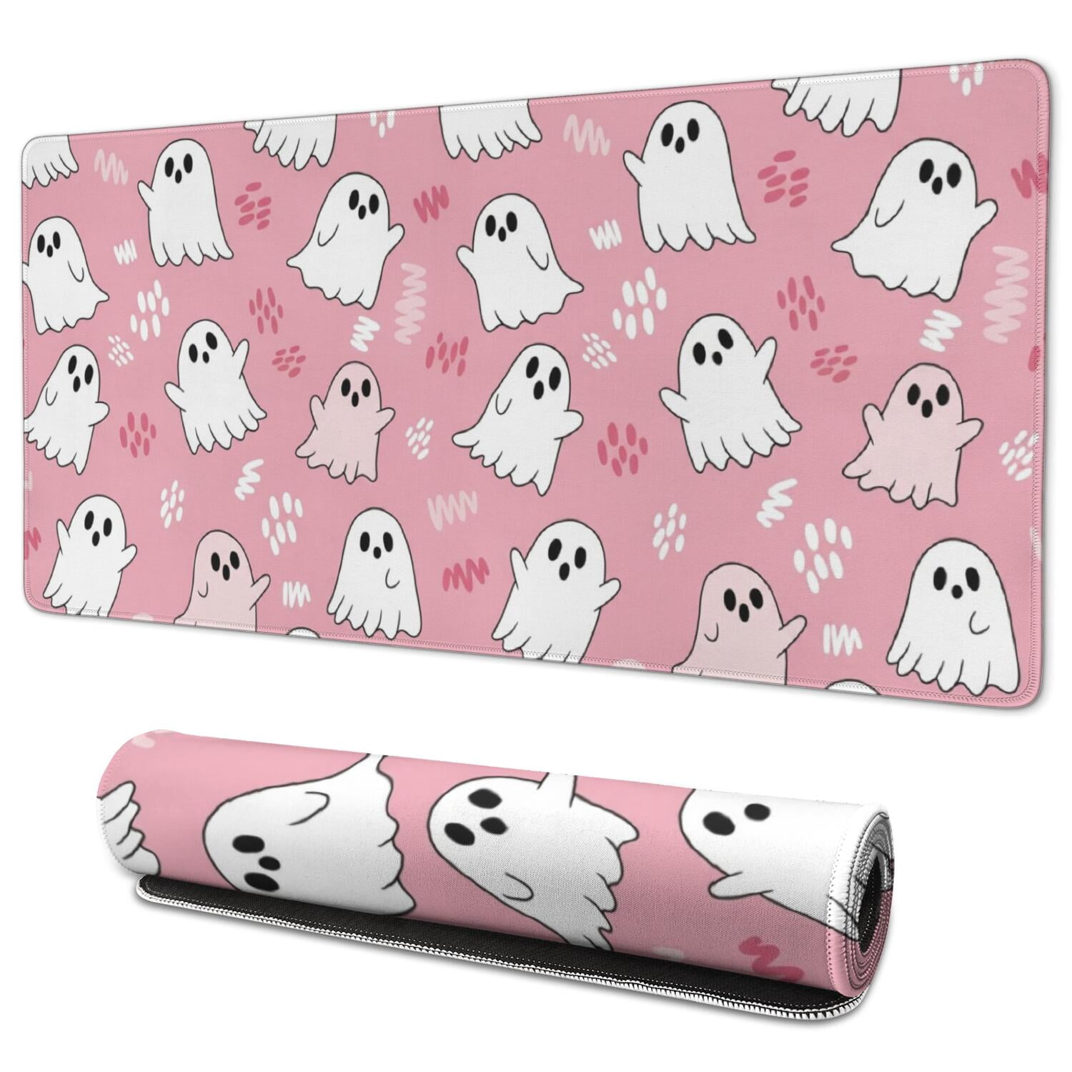 Edge Protection Signane Pastel Halloween Ghost Pattern Extended Large Mouse Pad, Desk Protector ...