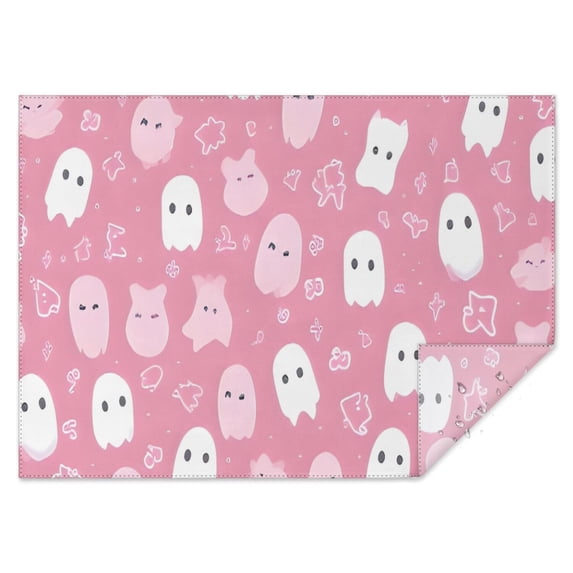 Pastel Halloween Ghost Pattern Rectangle Tablecloth 60"x84",Waterproof Polyester Rectangle Table Cloth, Wipeable Spillproof Polyester Tablecloth for Dining, Camping, Indoor and Outdoor