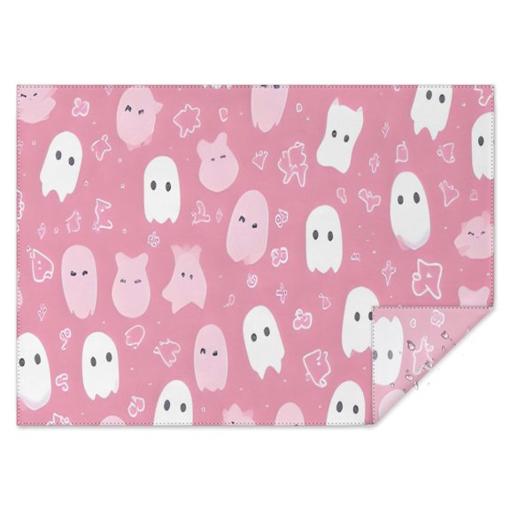 Pastel Halloween Ghost Pattern Rectangle Tablecloth 60"x84",Waterproof Polyester Rectangle Table Cloth, Wipeable Spillproof Polyester Tablecloth for Dining, Camping, Indoor and Outdoor