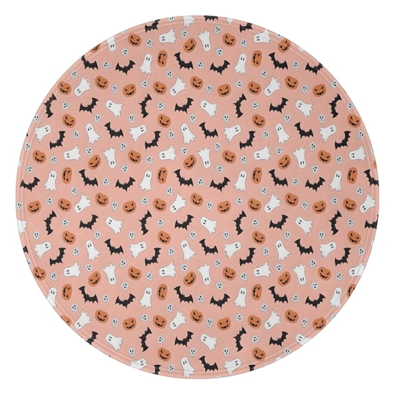 Pastel Halloween Ghosts Pattern Round Blanket,Comfortable Soft Flannel Throw Blanket,All Season,Warm Lightweight Blankets for Sofa Bed Couch Living Room Chair 47"x47"
